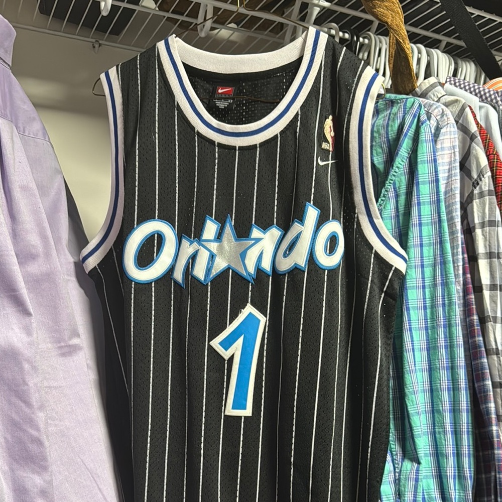 Orlando Magic Penny Hardaway Black Pinstripe Jersey